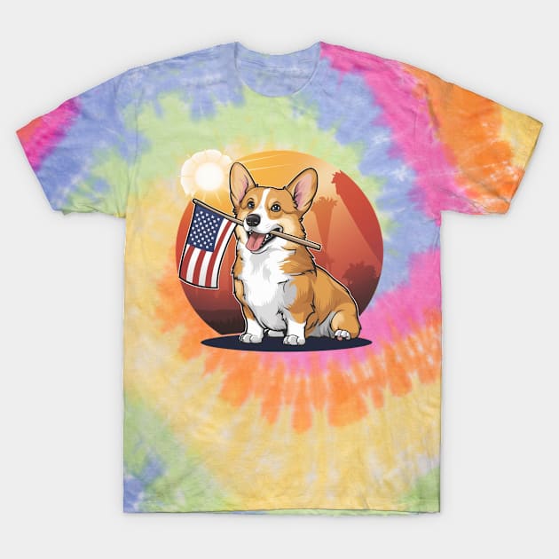 Flag Waving Corgi T-Shirt by Tees by Confucius